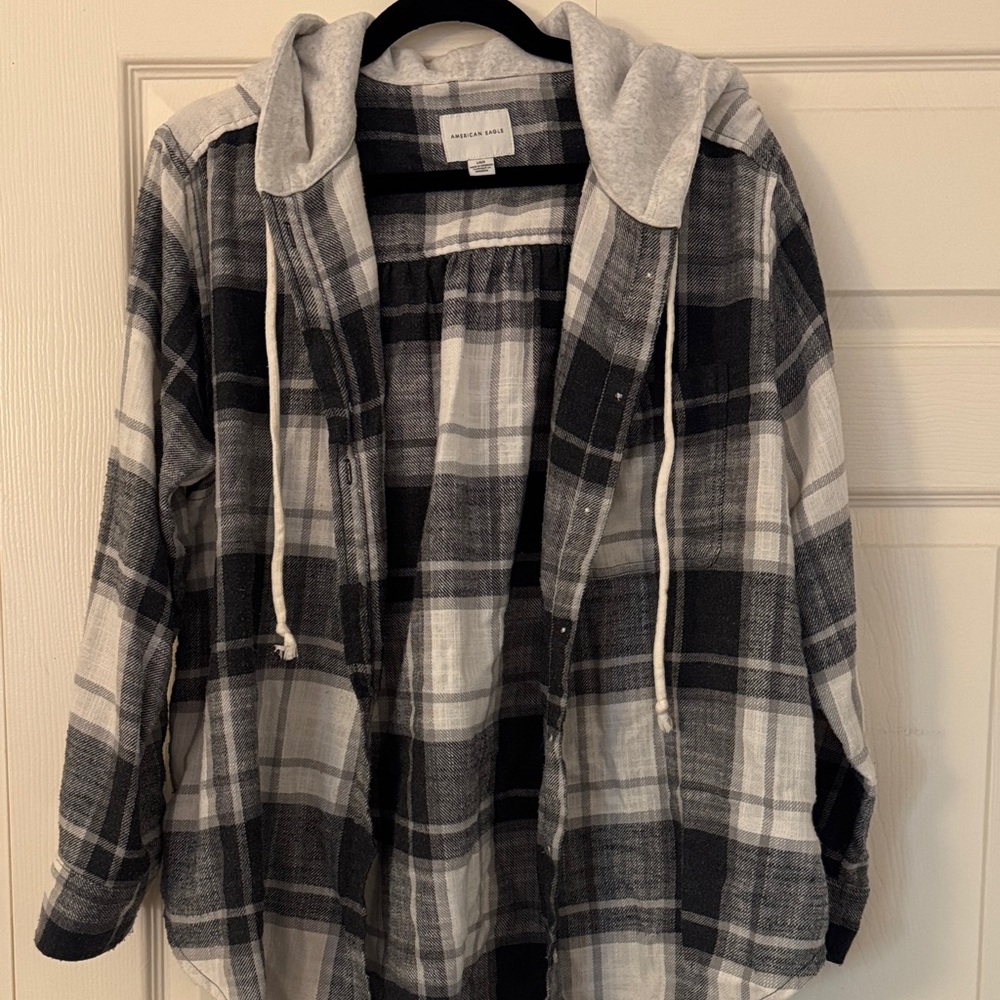 American Eagle Black and White Checkered Hoodie
